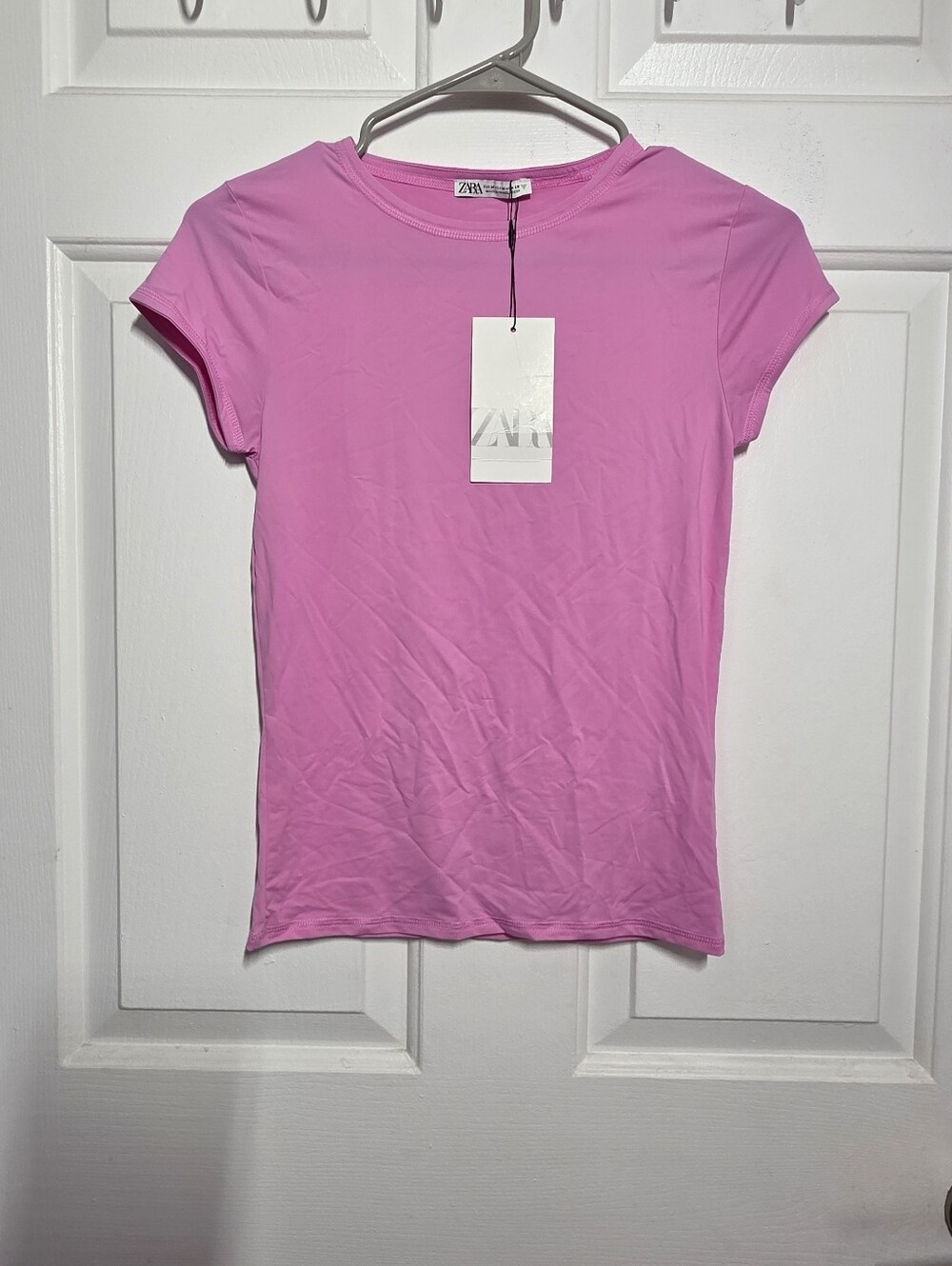 ZARA Crewneck T-SHIRT TOP Pink - Picture 3 of 9
